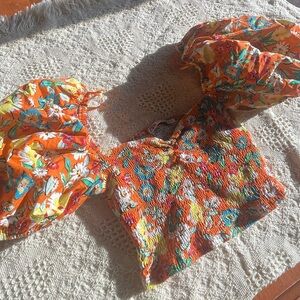 Zara Women’s Cropped Puff Sleeve Top